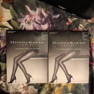 Donna Karan Signature Collection Sheer Satin High Waist Pantyhose Nude SZ SM